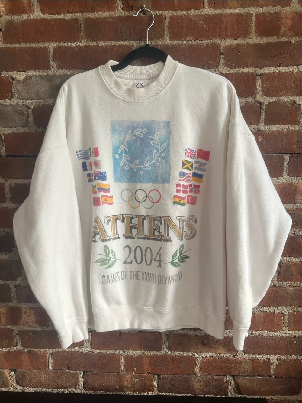 Abercrombie & Fitch Heritage White Athens 2004 Olympic Crewneck Sweatshirt Sz L